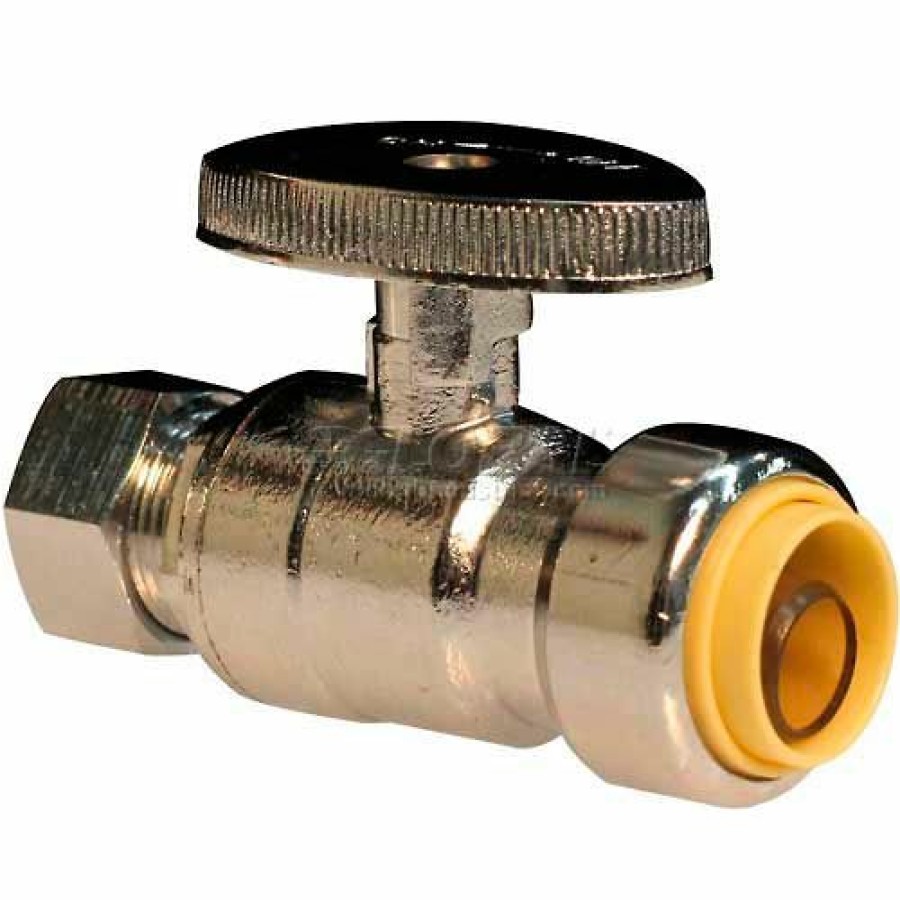 Valves * | Probite 1/2" X 3/8" Od. Comp, Lead Free Brass Quarter Turn Straight Supply Stop