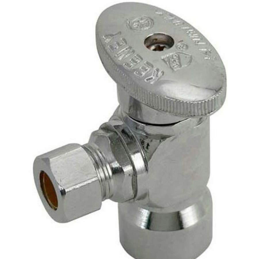 Valves * | Keeney Manufacturing Keeney 2048Pclf, Quarter Turn Angle Valve 1/2" F.I.P. X 3/8" O.D., Lead Free Pkg Qty 24