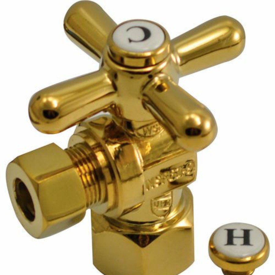 Valves * | Jones Stephens 1/4 Turn Angle Stop Valve W/ Cross Handle, Oil Rubbed Bronze, 1/2" Fip X 3/8" Od Comp