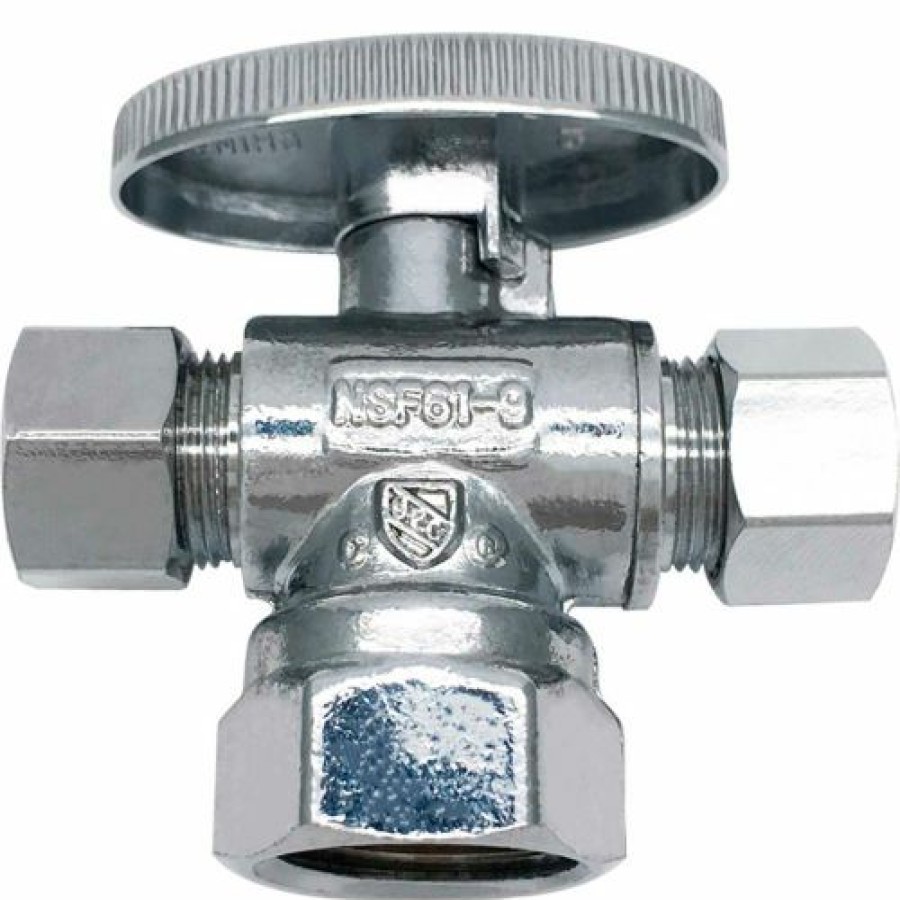 Valves * | Theworks 1/4 Turn 3-Way Stop 1/2" Fip X 3/8" Od X 3/8 Od