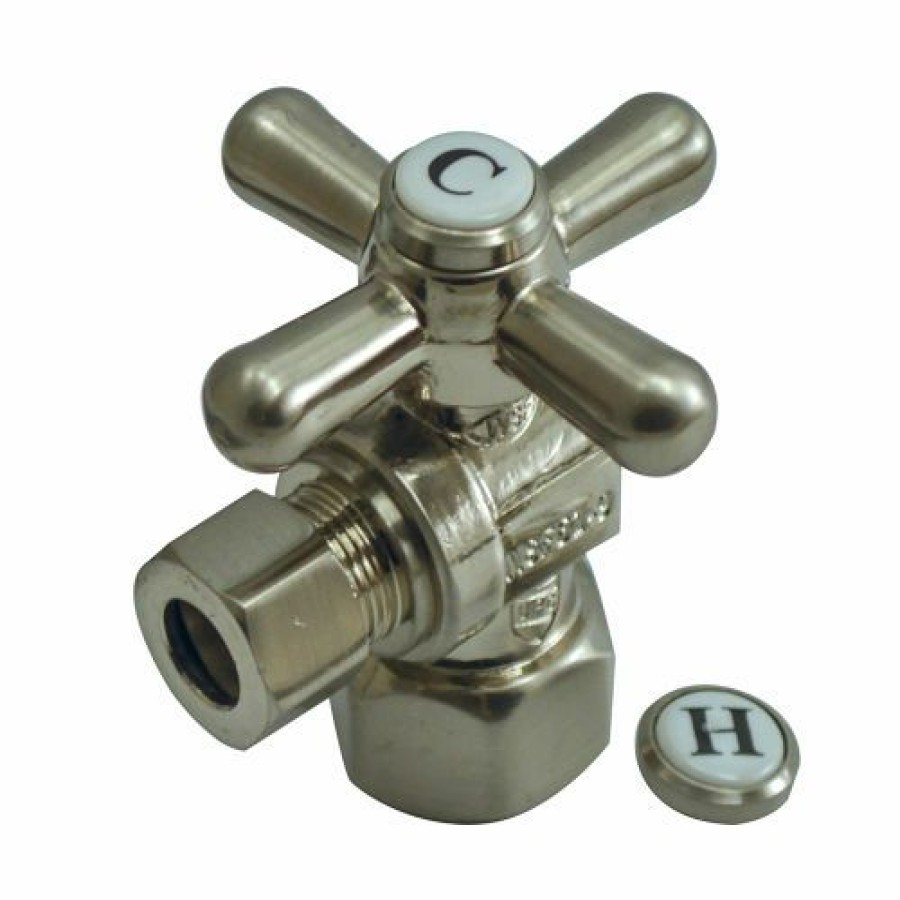 Valves * | Jones Stephens 1/4 Turn Angle Stop Valve W/ Cross Handle, Old World Bronze, 1/2" Fip X 3/8" Od Comp