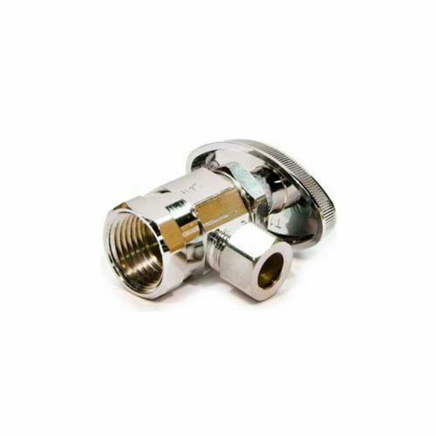 Valves * | Brasscraft 1/2"Chrome-Plated Compr. Fip Inlet X 3/8"O.D. Multi-Turn Angle Valve Lead Free Pkg Qty 5