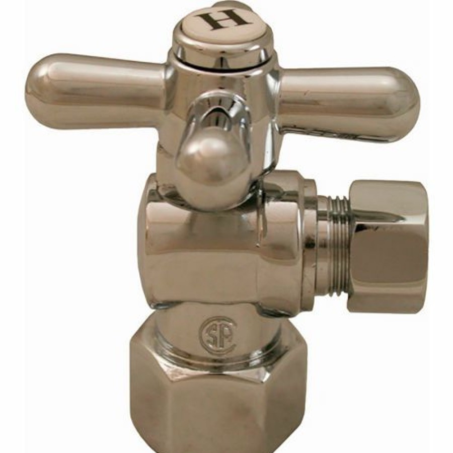 Valves * | Jones Stephens 1/4 Turn Angle Supply Stop Valve W/ Cross Handle, Chrome, 1/2" Fip X 3/8" Od Comp