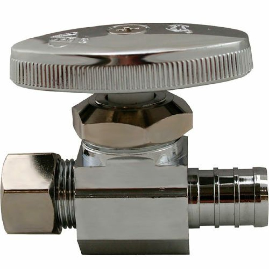 Valves * | Jones Stephens 1/4 Turn Straight Supply Stop Valve, Chrome Plated, 1/2" Pex X 3/8" Od Comp