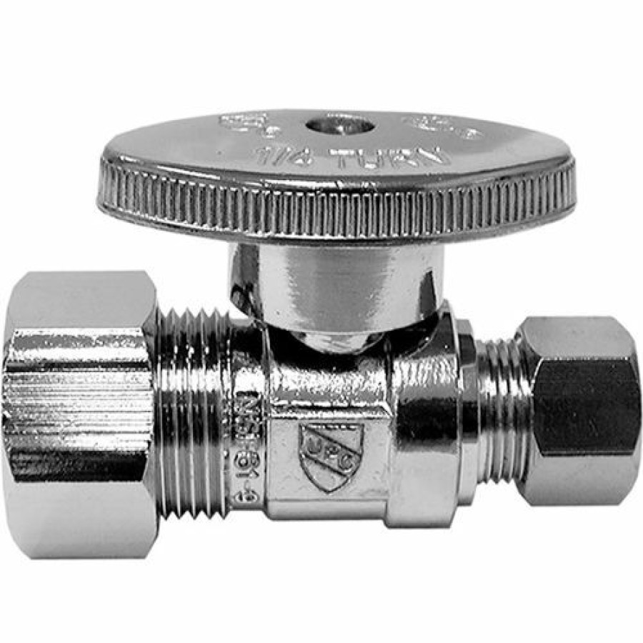 Valves * | Jones Stephens 1/4 Turn Straight Supply Stop Valve, Chrome Plated, 1/2" Fip X 3/8" Od Comp