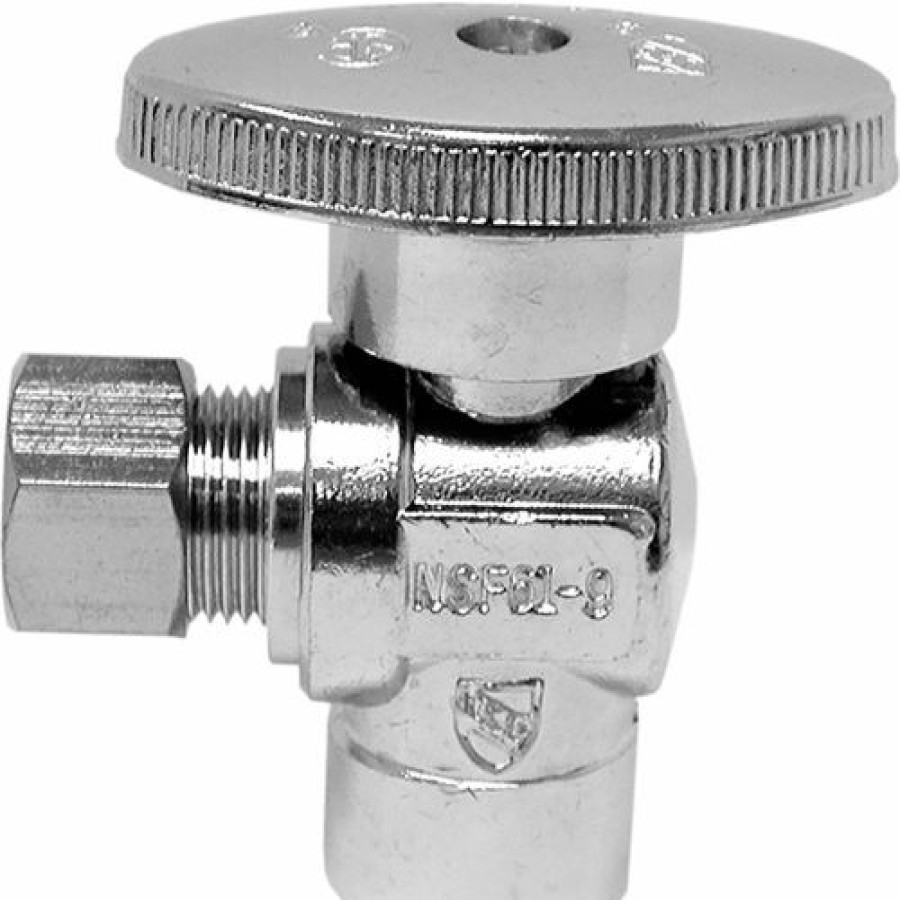 Valves * | Jones Stephens 1/4 Turn Angle Supply Stop Valve, Rough Brass, 1/2" Swt X 3/8" Od Comp