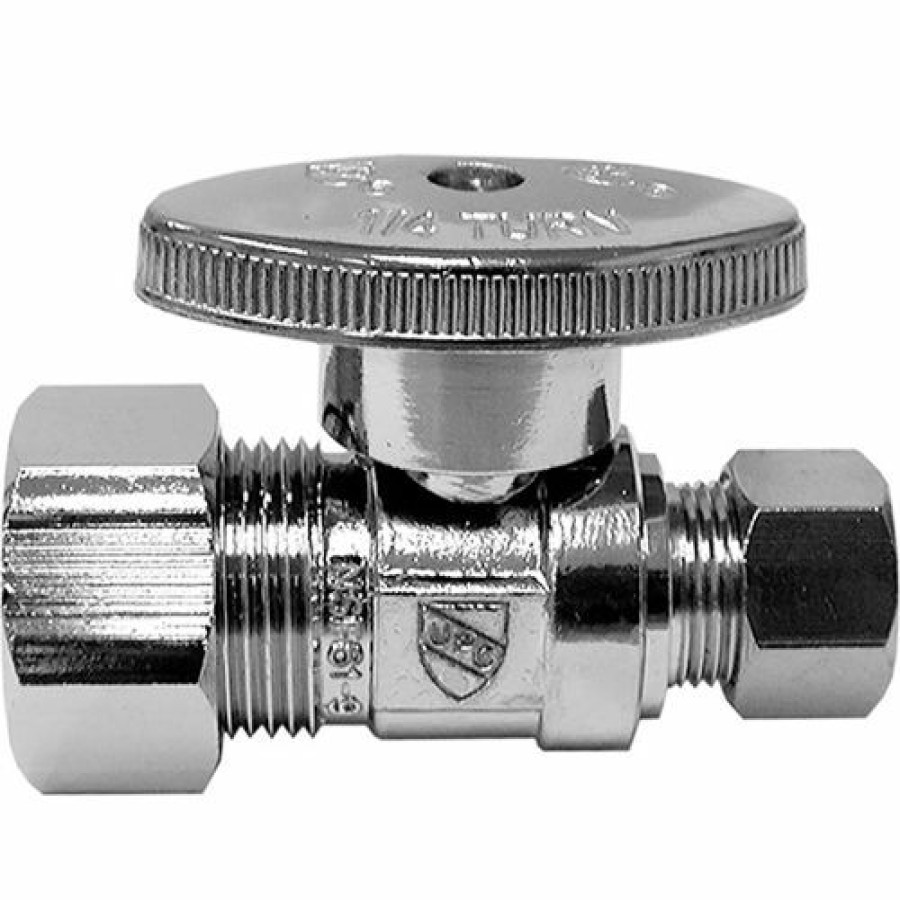 Valves * | Jones Stephens 1/4 Turn Straight Supply Stop Valve, Chrome Plated, 5/8" Od Comp X 3/8" Od Comp