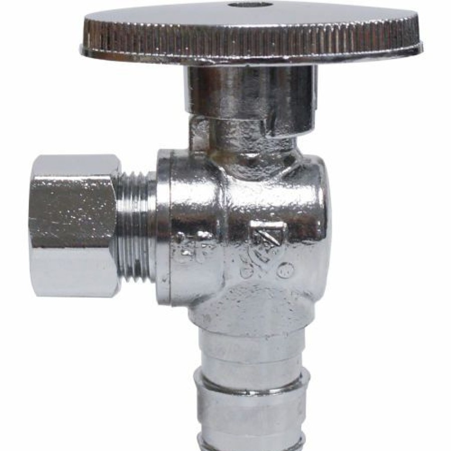 Valves * | Jones Stephens 1/4 Turn Angle Supply Stop Valve, Chrome Plated, 1/2" Pex F1960 X 3/8" Od Comp