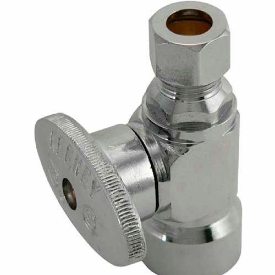 Valves * | Keeney Manufacturing Keeney 2058Pclf, 1/4 Turn Straight Valve 1/2" F.I.P. X 3/8" O.D. Compression, Lead Free Pkg Qty 24