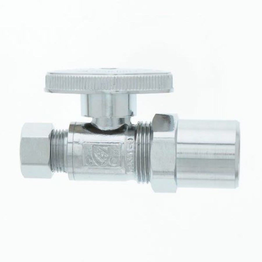 Valves * | Jones Stephens 1/4 Turn Straight Supply Stop Valve, Chrome Plated, 1/2" Cpvc X 3/8" Od Comp