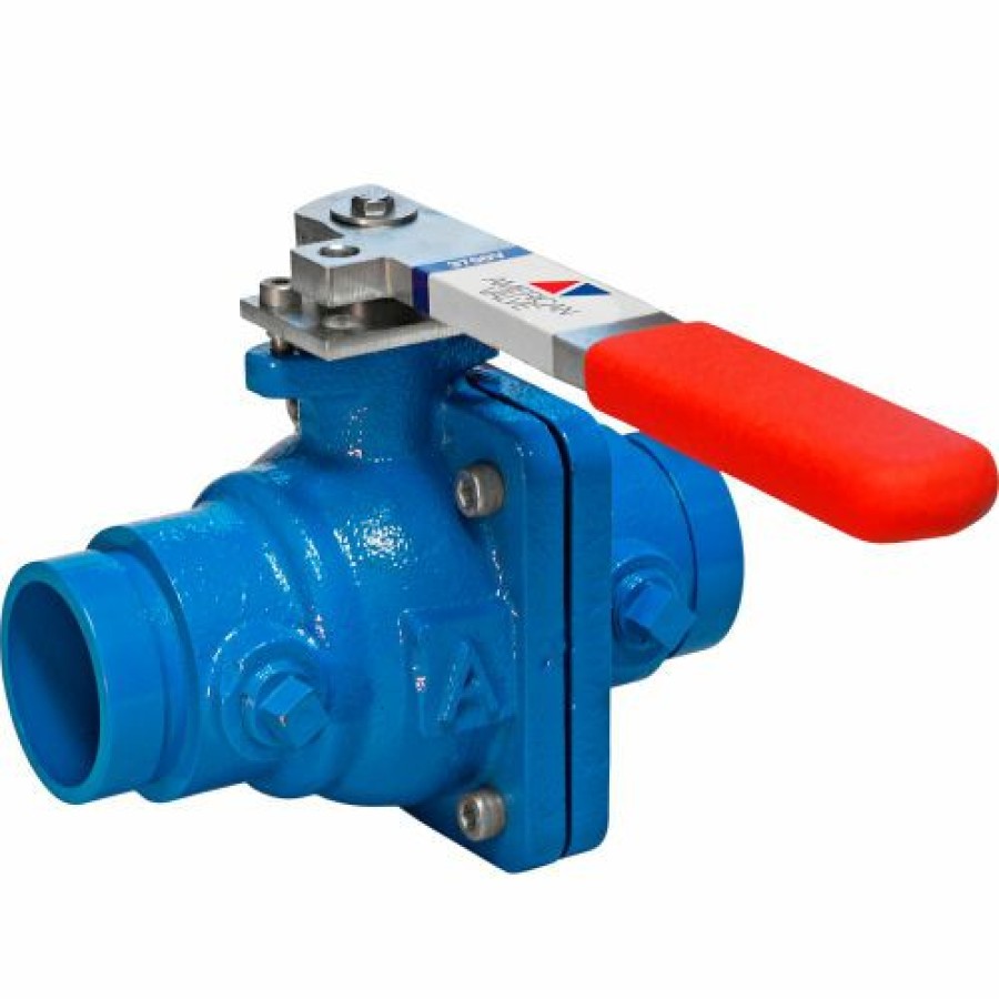 Ball Valves * | American Valve 3700V Ball Valve, 2", Grooved End, Cast Iron