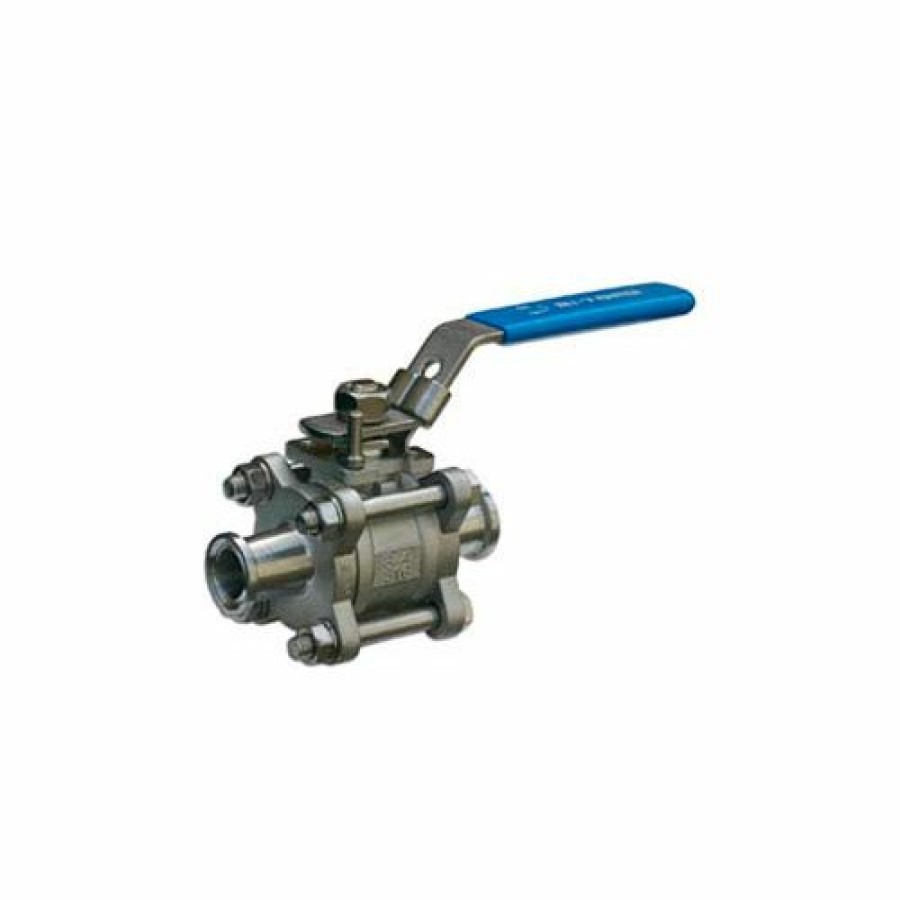 Ball Valves * | Bi-Torq 2" 3-Pc Ss Sanitary Clamp End Ball Valve With Manual Locking Handle