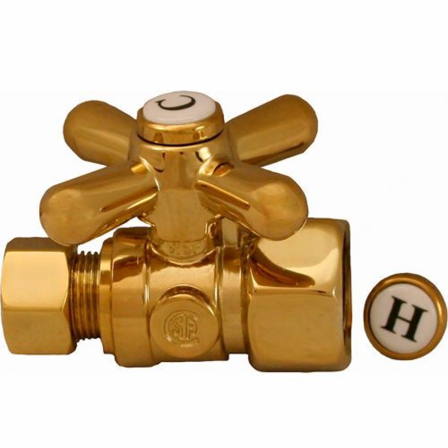 Valves * | Jones Stephens 1/4 Turn Angle Stop Valve W/ 18"Connector W/ Lever Handle, Chrome, 1/2"Push X 1/2"Fpt