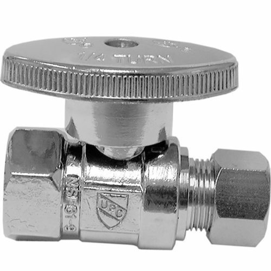 Valves * | Jones Stephens 1/4 Turn Straight Supply Stop Valve, Chrome Plated, 3/8" Fip X 3/8" Od Comp