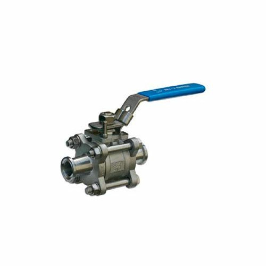 Ball Valves * | Bi-Torq 3/4" 3-Pc Ss Sanitary Clamp End Ball Valve With Manual Locking Handle