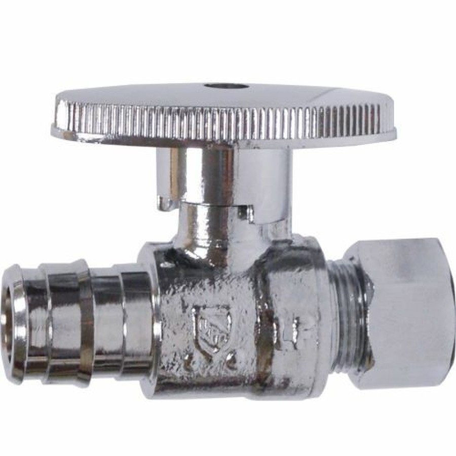 Valves * | Jones Stephens 1/4 Turn Straight Supply Stop Valve, Chrome Plated, 1/2" Pex F1960 X 3/8" Od Comp