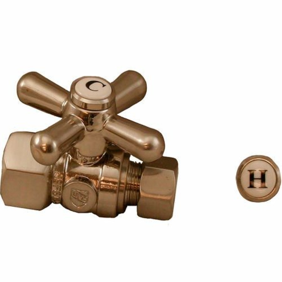 Valves * | Jones Stephens 1/4 Turn Straight Stop Valve W/ Cross Handle, Old World Bronze, 1/2"Fip X 3/8"Od Comp