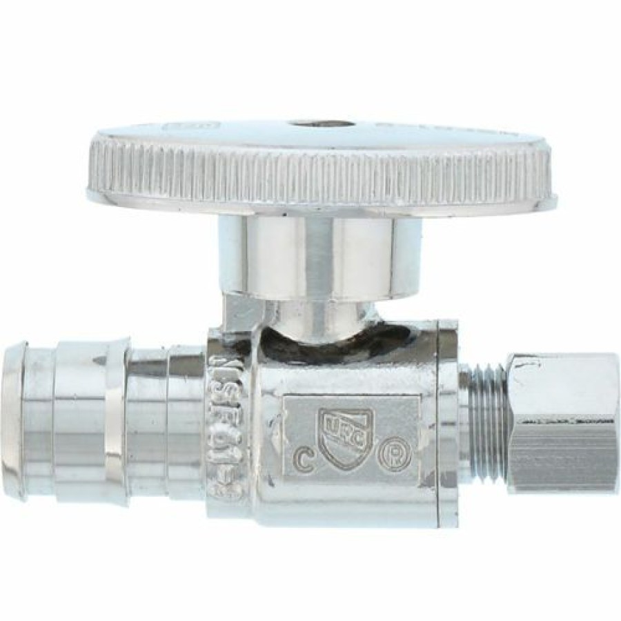 Valves * | Jones Stephens 1/4 Turn Straight Supply Stop Valve, Chrome Plated, 1/2" Pex F1960 X 1/4" Od Comp