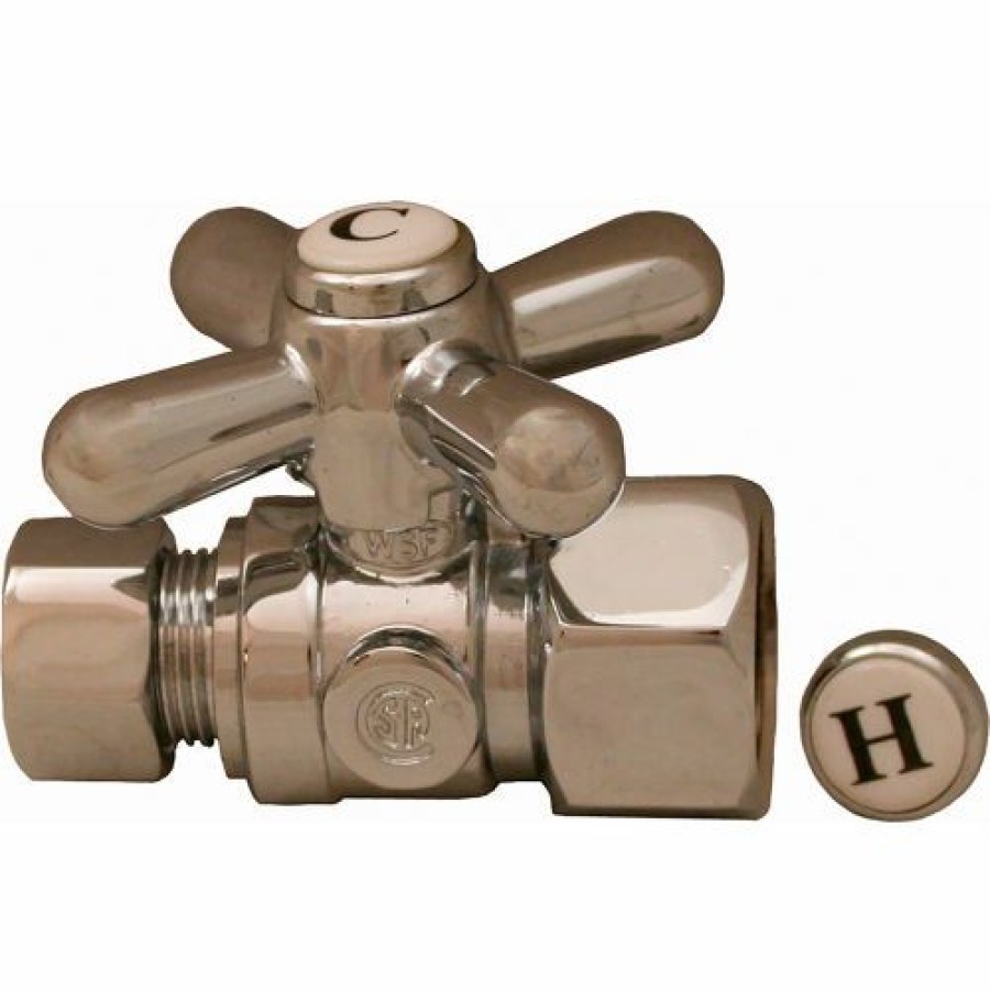 Valves * | Jones Stephens 1/4 Turn Straight Supply Stop Valve W/ Cross Handle, Chrome, 1/2" Fip X 3/8" Od Comp