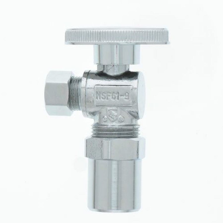 Valves * | Jones Stephens 1/4 Turn Angle Supply Stop Valve, Chrome Plated, 1/2" Cpvc X 3/8" Od Comp