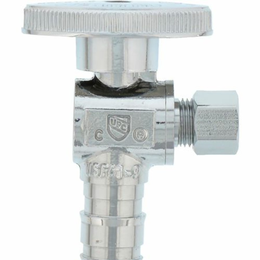 Valves * | Jones Stephens 1/4 Turn Angle Supply Stop Valve, Chrome Plated, 1/2" Pex F1960 X 1/4" Od Comp